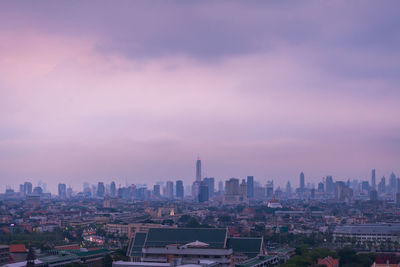 View of city at sunset