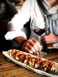 Close-up of sushi on table