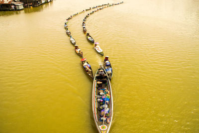High angle view of boat in water