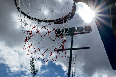 Low angle view of basketball hoop against sky