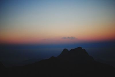 Scenic view of mountains at sunset