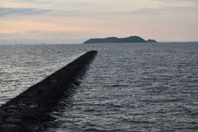 View of sea against sky during sunset