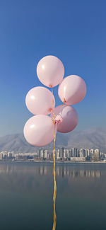 High angle view of balloons against blue sky