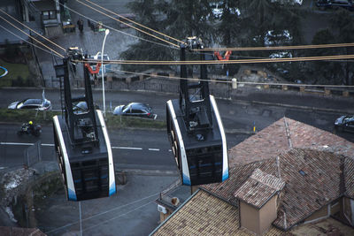 High angle view of traffic on road in city