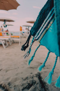 Close-up of rope on beach