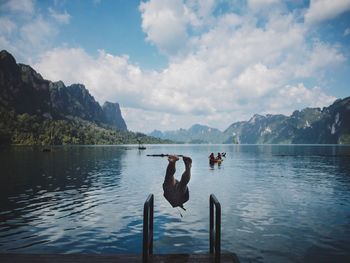 Scenic view of lake against sky