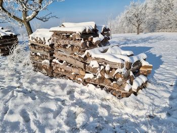 Scenic view of snow covered landscape