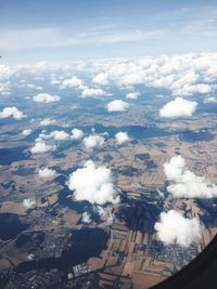 High angle view of buildings in city against sky