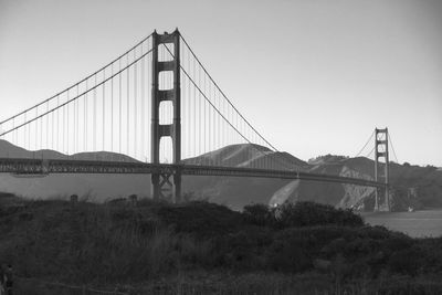 Suspension bridge over river