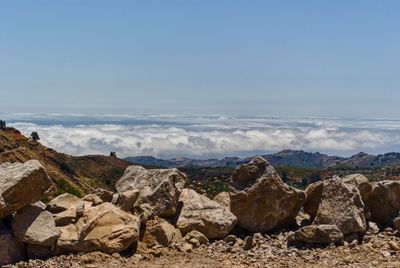 Scenic view of rocky mountains against sky