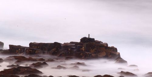 View of rock formations on coast