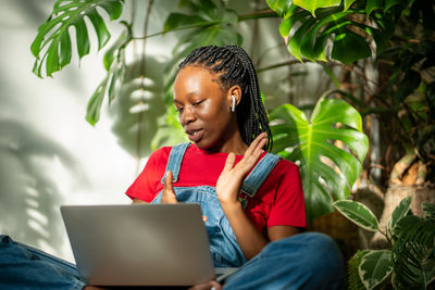 Young man using laptop