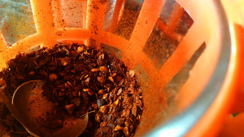 High angle view of coffee beans