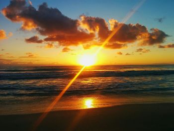 Scenic view of sea at sunset