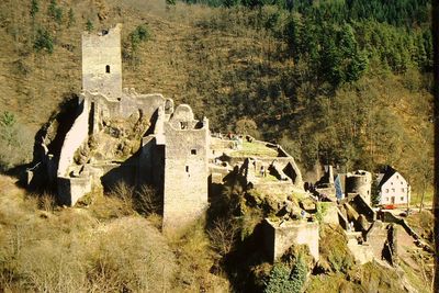 Old ruin on field