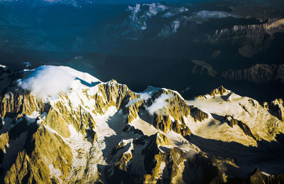 View of snow covered mountain range