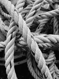 Full frame shot of rope tied on boat