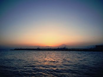 Scenic view of sea at sunset