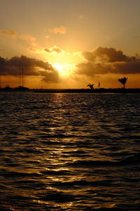 Scenic view of sea at sunset