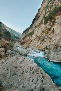 Scenic view of rocky mountains against sky