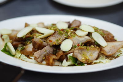 Close-up of meal served in plate