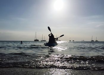 View of boating in calm sea