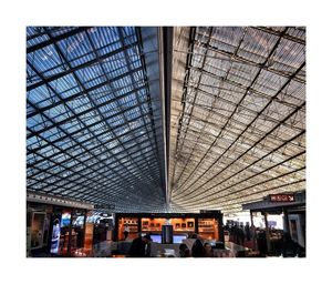 People in modern building