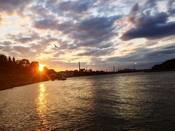 View of city at sunset