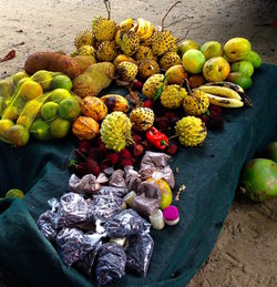 High angle view of fruits for sale in market