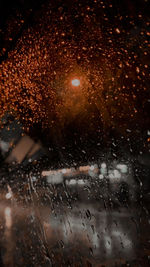 Full frame shot of wet glass window in rainy season