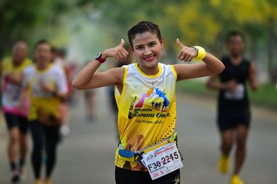 Full length of a boy running