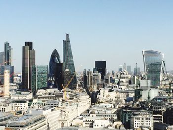 View of cityscape against clear sky