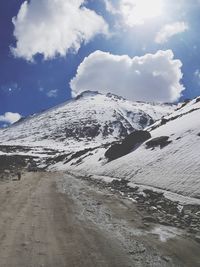 Snow covered mountain against sky