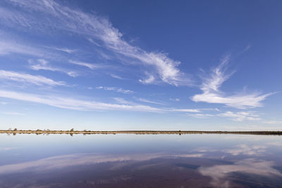 Scenic view of sea against blue sky