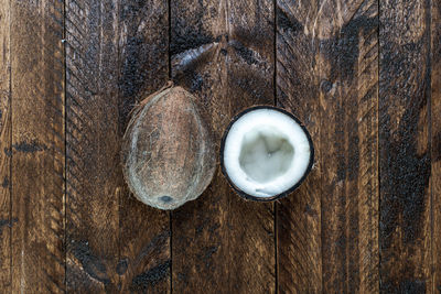 Directly above shot of bread on wood