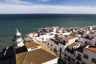 High angle view of sea against sky