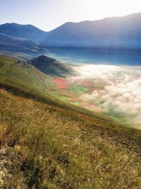 Scenic view of mountains against sky