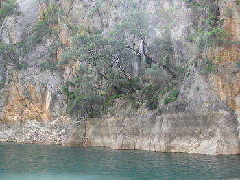 Scenic view of river and mountains