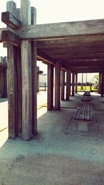 Interior of old building against clear sky