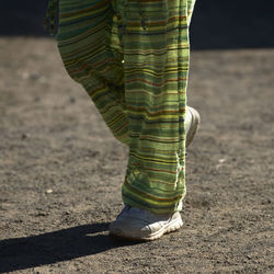 Low section of woman standing on field