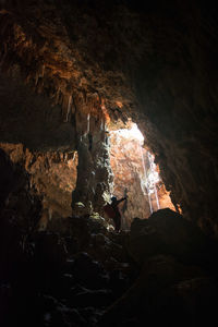 Low angle view of rock formation in cave