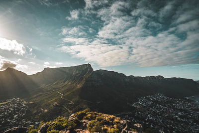 Scenic view of mountains against sky