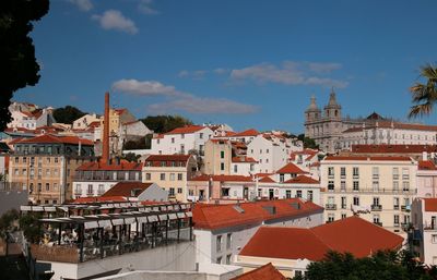 View of residential district against sky