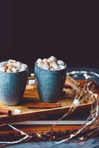 Close-up of hot chocolate on table