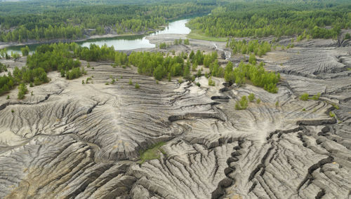 High angle view of volcanic landscape