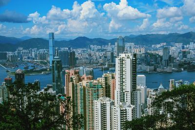 Panoramic view of city and buildings against sky