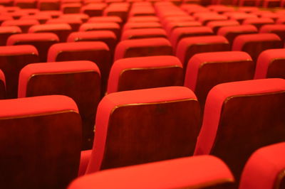 Full frame shot of empty chairs in auditorium