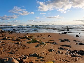 Scenic view of beach against sky