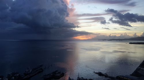 Scenic view of sea against sky during sunset