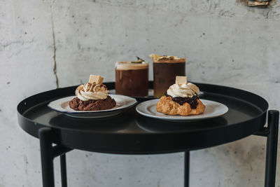 High angle view of food on table